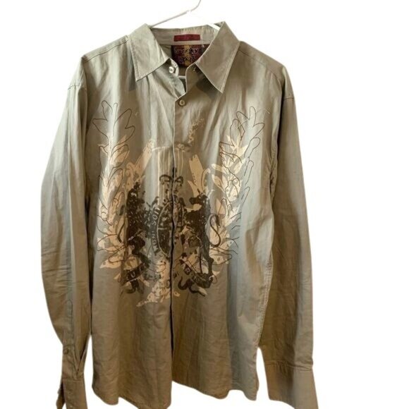 Franky Max Mens Cotton Button-Up Shirt Embroidered & Printed Design Made In Kore - Picture 1 of 6